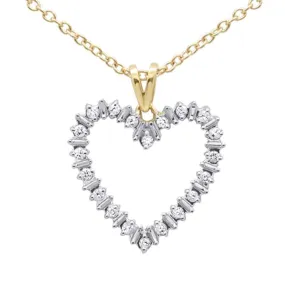 10K Yellow Gold Diamond Heart Shaped Pendant Necklace .11 Carat for Women