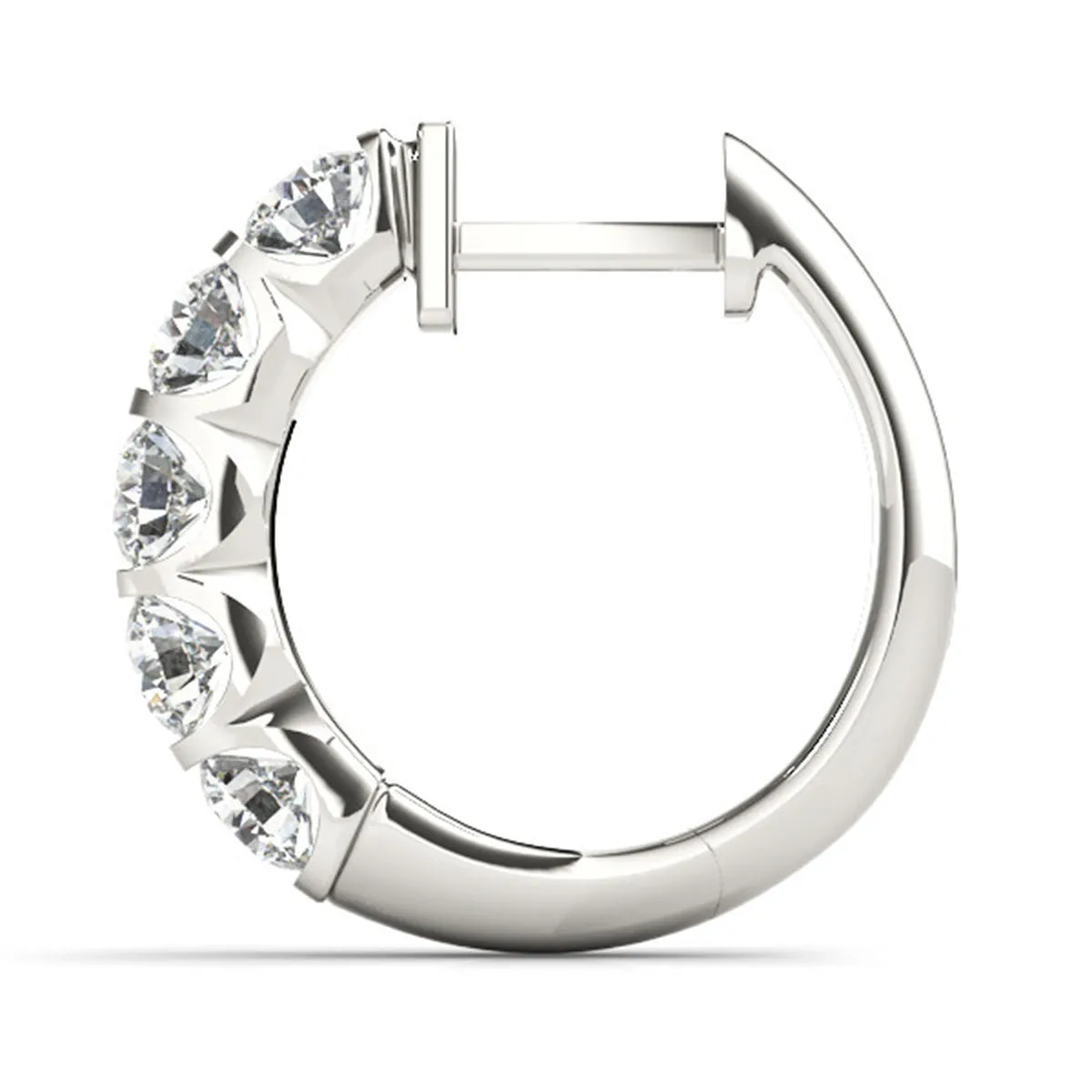 1/2 Carat Tw Natural Channel Set Diamond Hoop Earrings In 14K White Gold