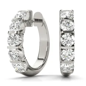 1/2 Carat Tw Natural Channel Set Diamond Hoop Earrings In 14K White Gold