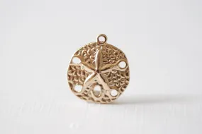 14k gold Wholesale filled Sand dollar charm pendant, 14k Gold Filled Sand dollar,  beach weddings sea life ocean animals, Gold Sand dollar