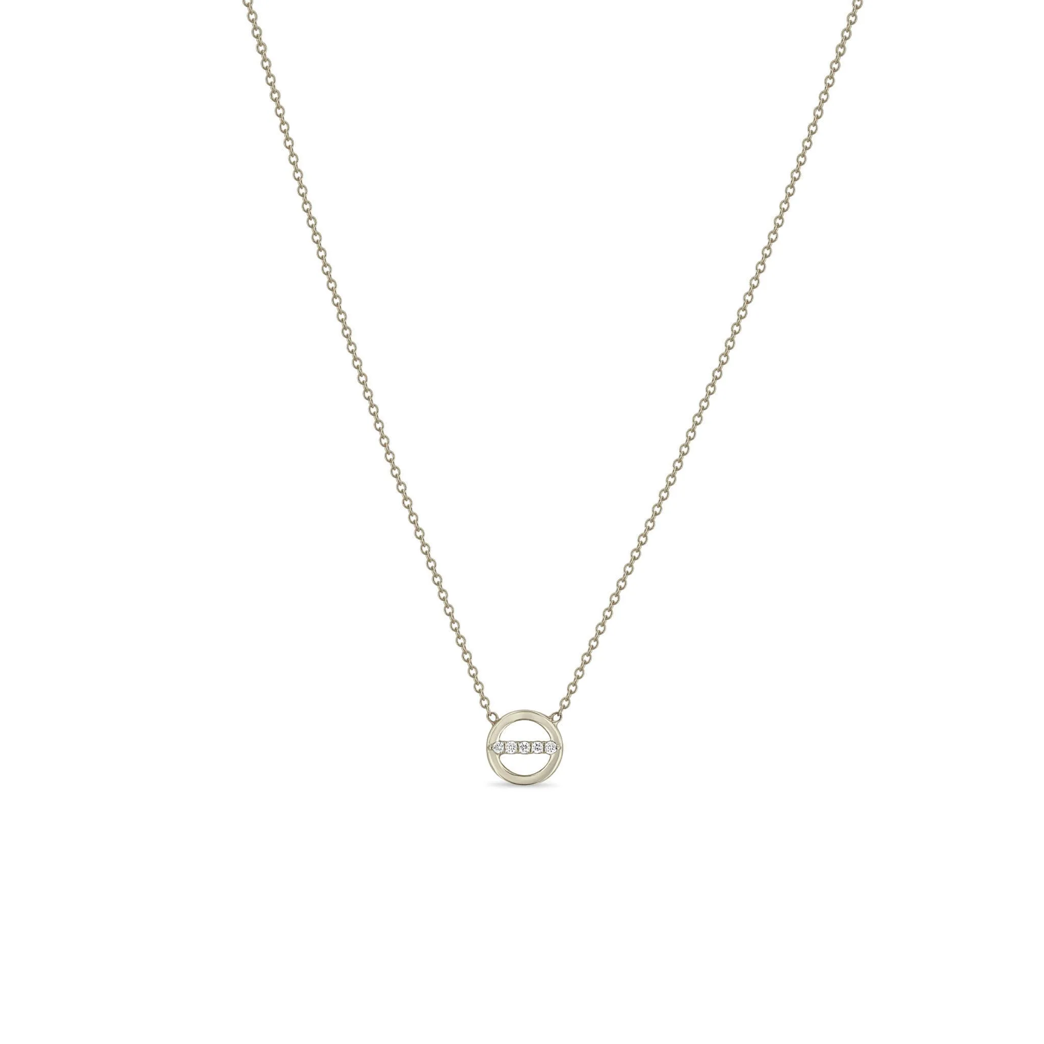 14k Pavé Diamond Line Circle Necklace