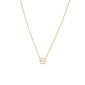 14k Pavé Diamond Line Circle Necklace