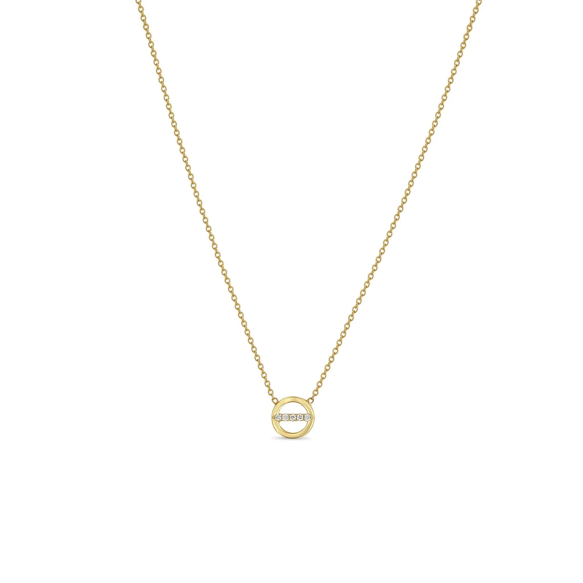 14k Pavé Diamond Line Circle Necklace