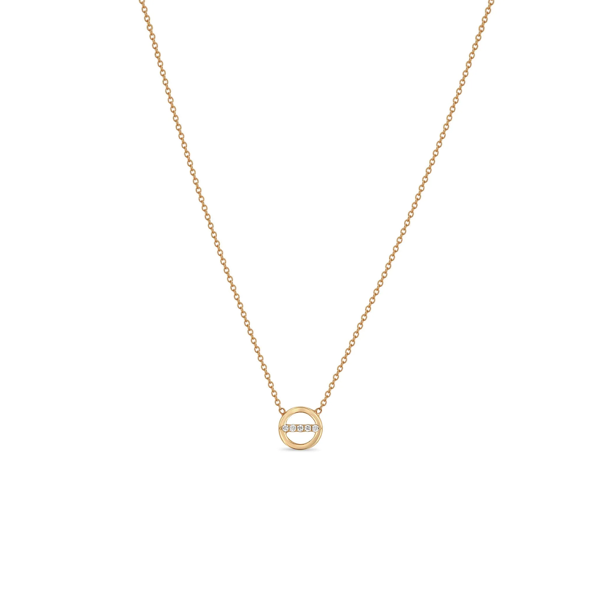 14k Pavé Diamond Line Circle Necklace