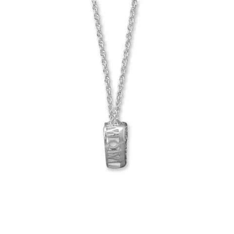 16"   2" Pave CZ Heart "MOM" Necklace