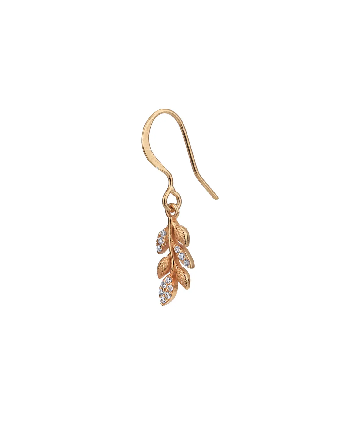 18kt Rose Gold Plated with CZ Leaf Fancy Drop Earring for Women