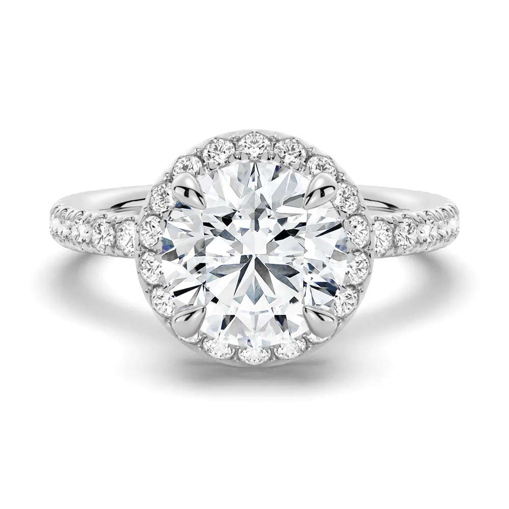 3 CT. Round Brilliant Micropavé Halo Moissanite Engagement Ring