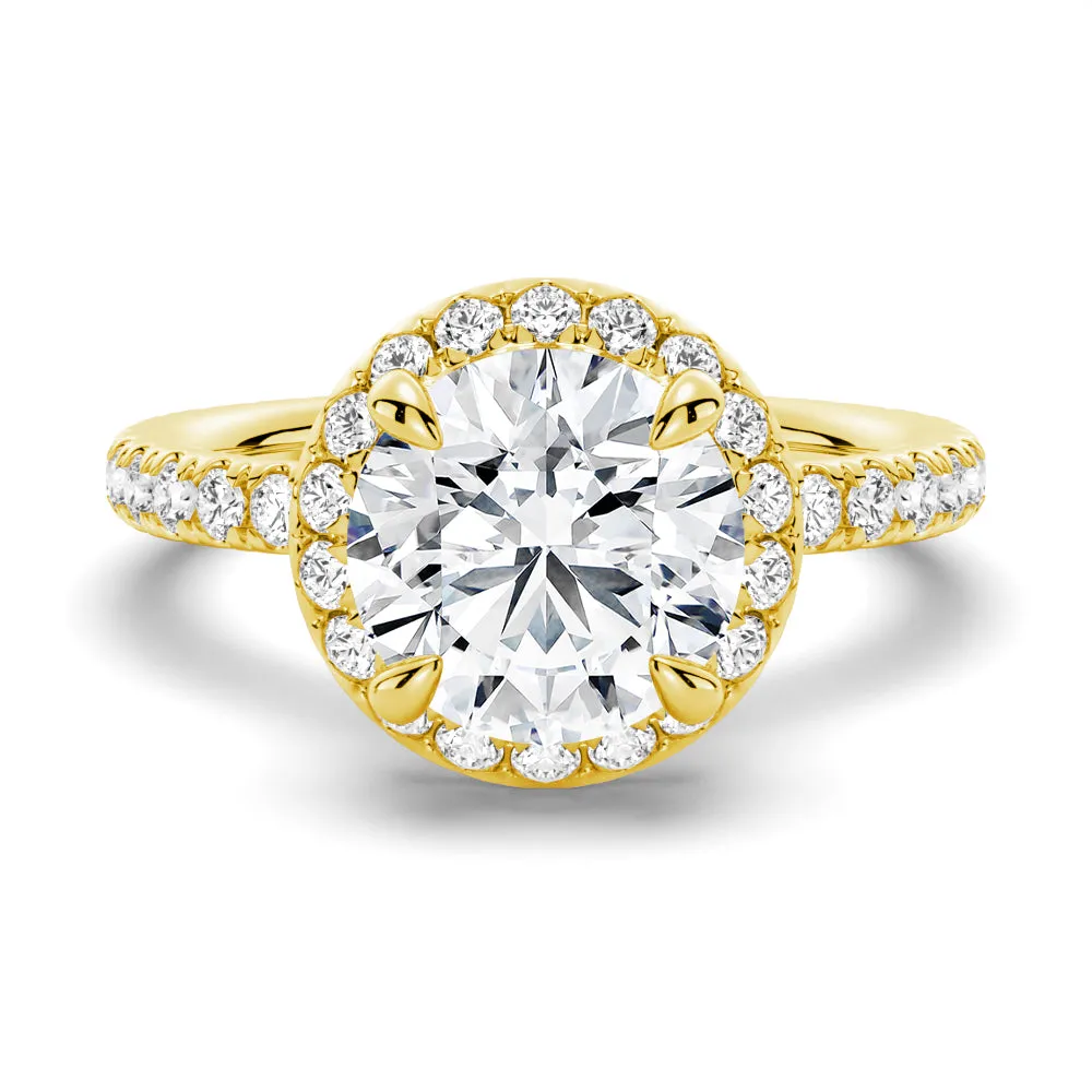 3 CT. Round Brilliant Micropavé Halo Moissanite Engagement Ring