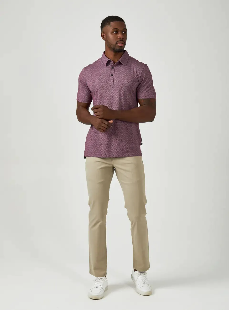 '7Diamonds' Men's Tantalum Performance Pima Polo - Dusty Rose