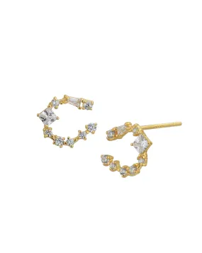 925 Sterling Silver Gold Plated with CZ Contemporary Stud Earring for women