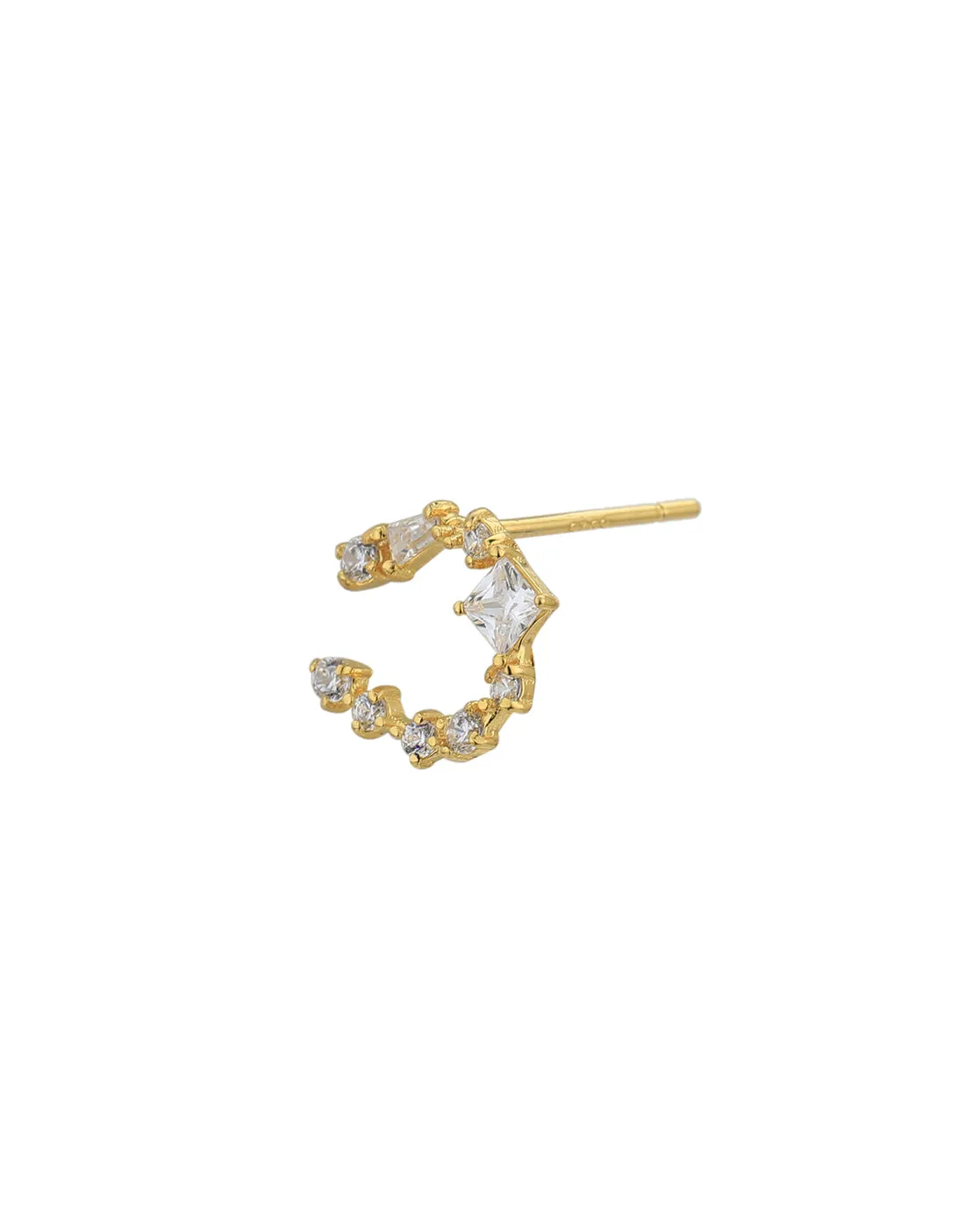 925 Sterling Silver Gold Plated with CZ Contemporary Stud Earring for women