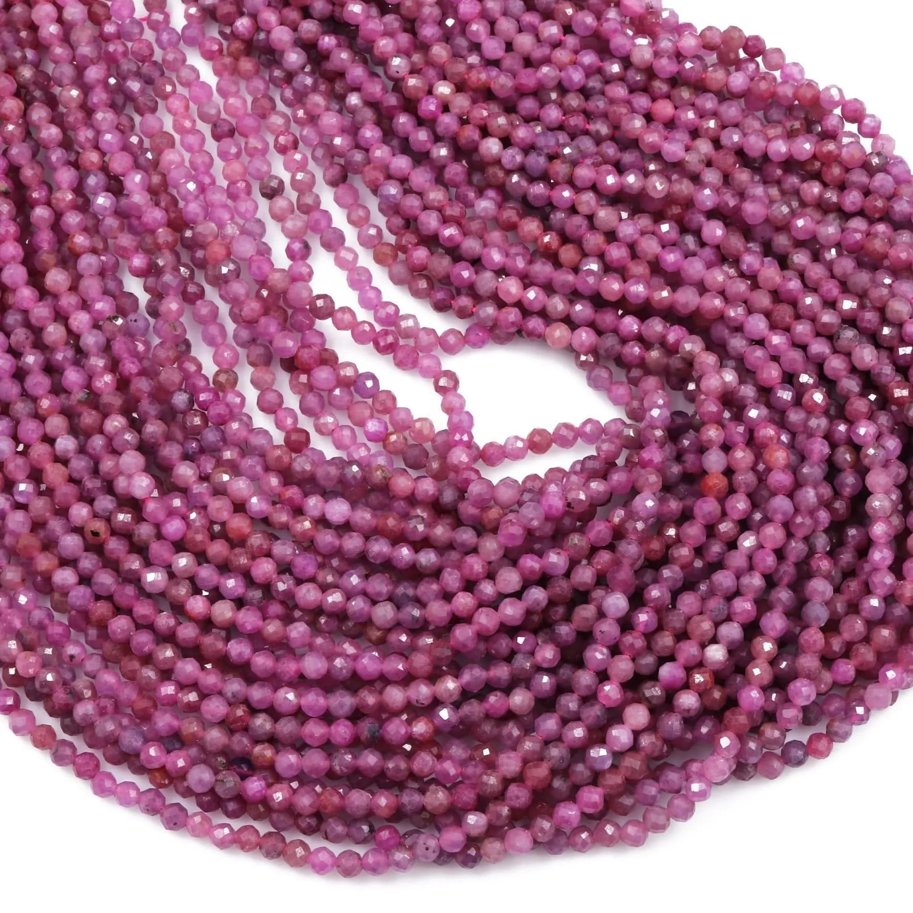 A Grade Genuine Natural Ruby Faceted 4mm 6mm Round Beads Organic Natural Pink Red Ruby Gemstone Small Micro Faceted Real Ruby 16" Strand