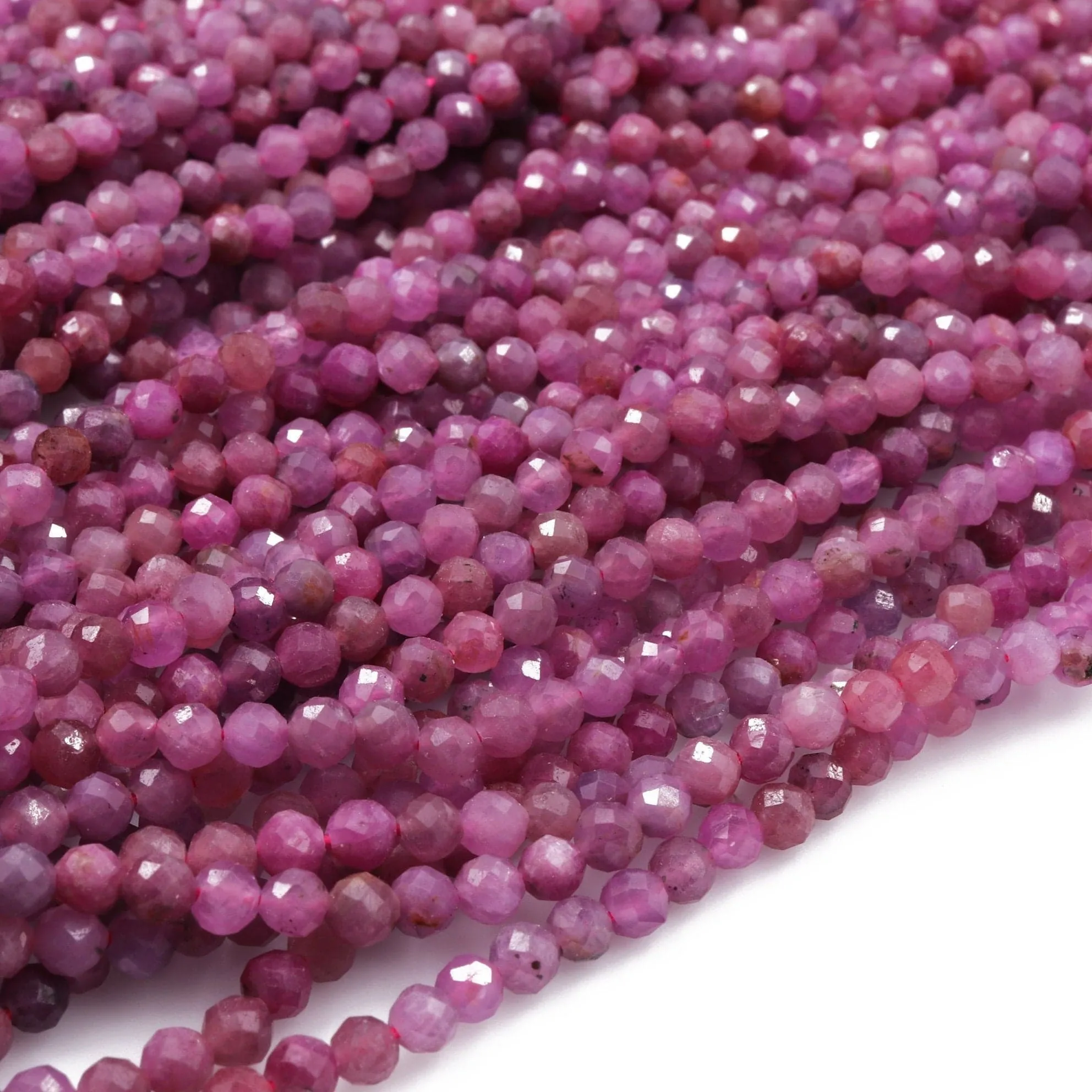 A Grade Genuine Natural Ruby Faceted 4mm 6mm Round Beads Organic Natural Pink Red Ruby Gemstone Small Micro Faceted Real Ruby 16" Strand