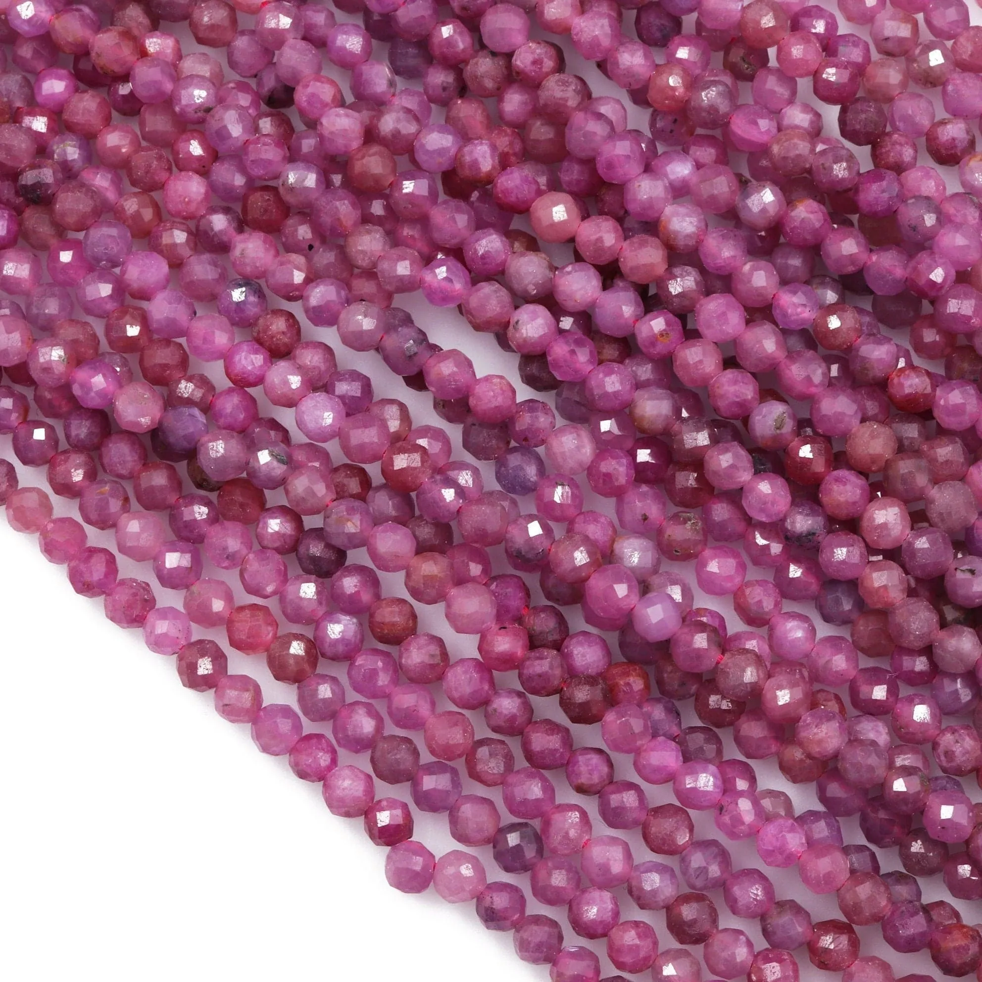 A Grade Genuine Natural Ruby Faceted 4mm 6mm Round Beads Organic Natural Pink Red Ruby Gemstone Small Micro Faceted Real Ruby 16" Strand