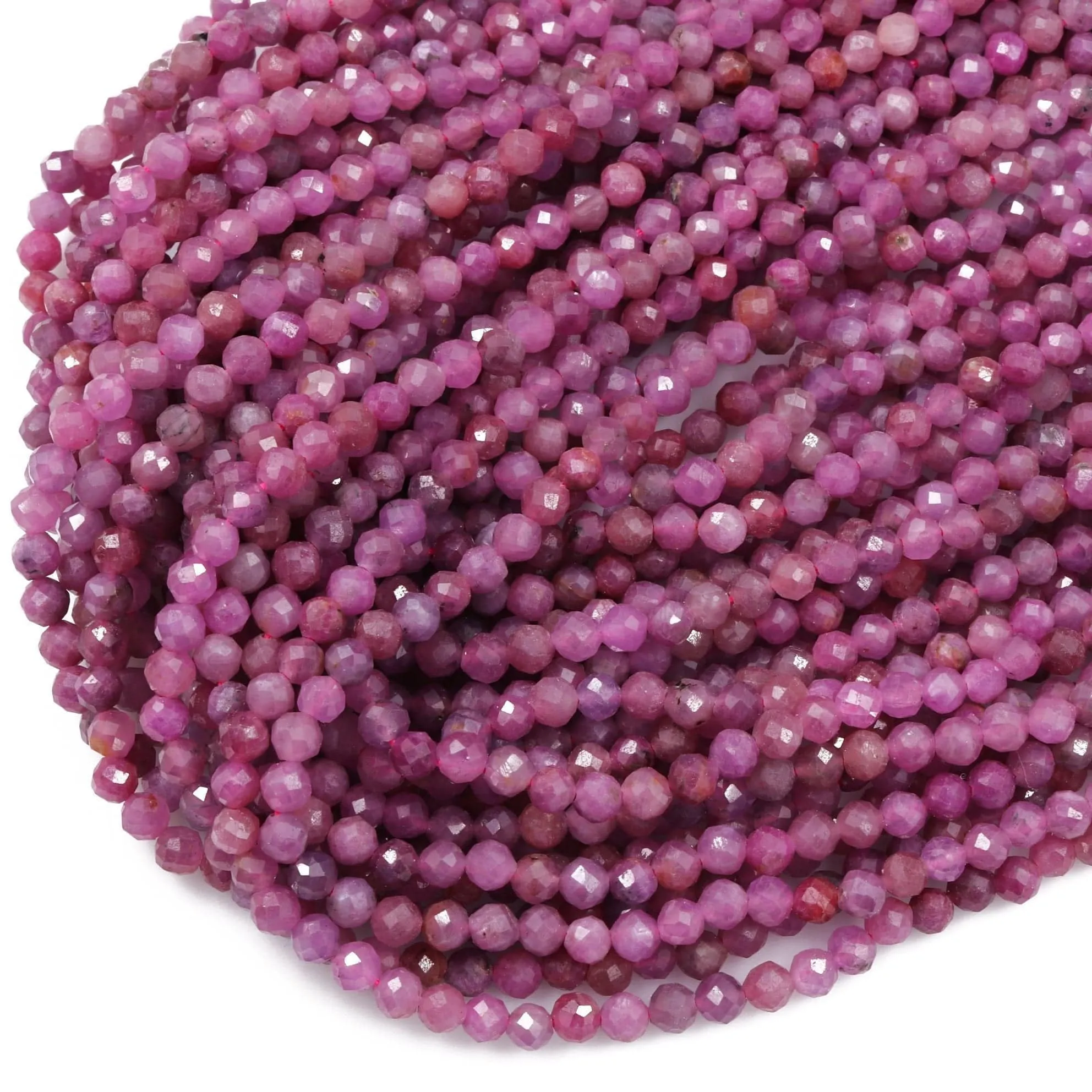 A Grade Genuine Natural Ruby Faceted 4mm 6mm Round Beads Organic Natural Pink Red Ruby Gemstone Small Micro Faceted Real Ruby 16" Strand