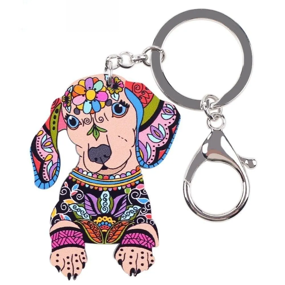 Acrylic Statement Dog Jewelry Key Chain Key Pom Gift for Women & Girl