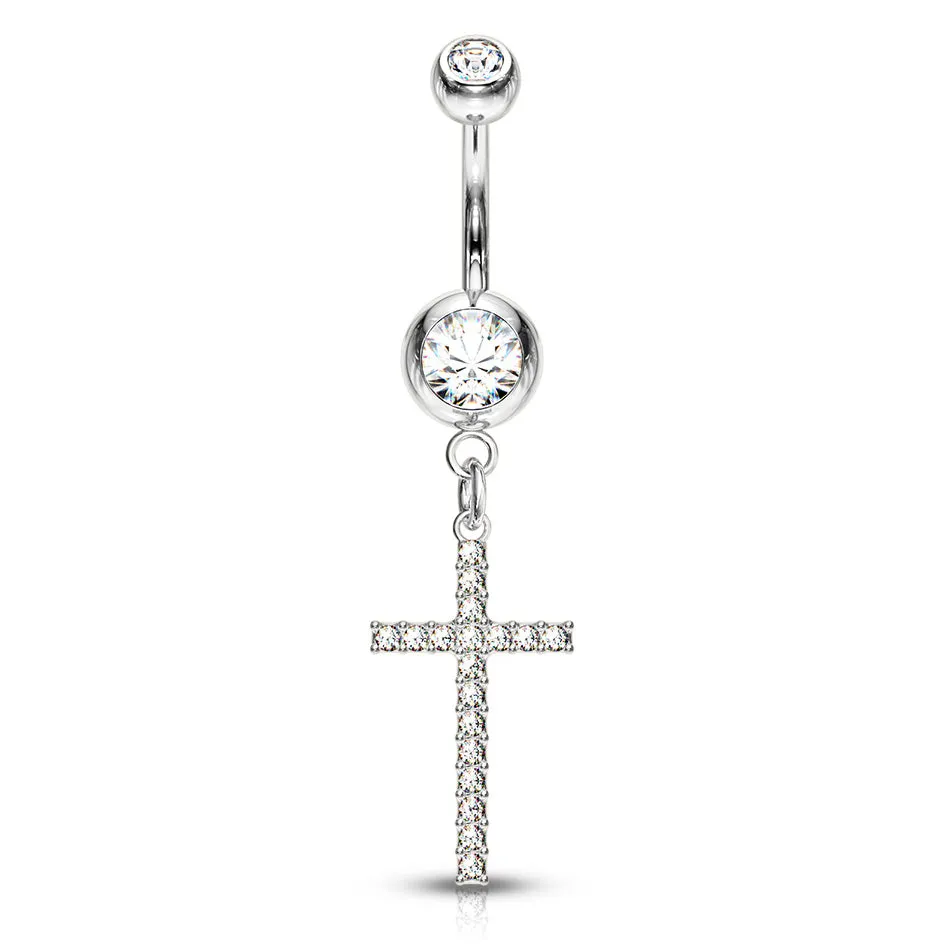 Adriel's Glittering Cross Belly Ring