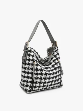 Alexa Vegan Houndstooth Hobo