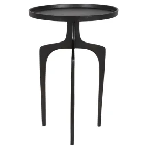 ALUMINUM ACCENT TABLE, DARK BROWN