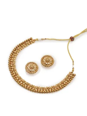 Antique Golden Necklace Set With Earrings