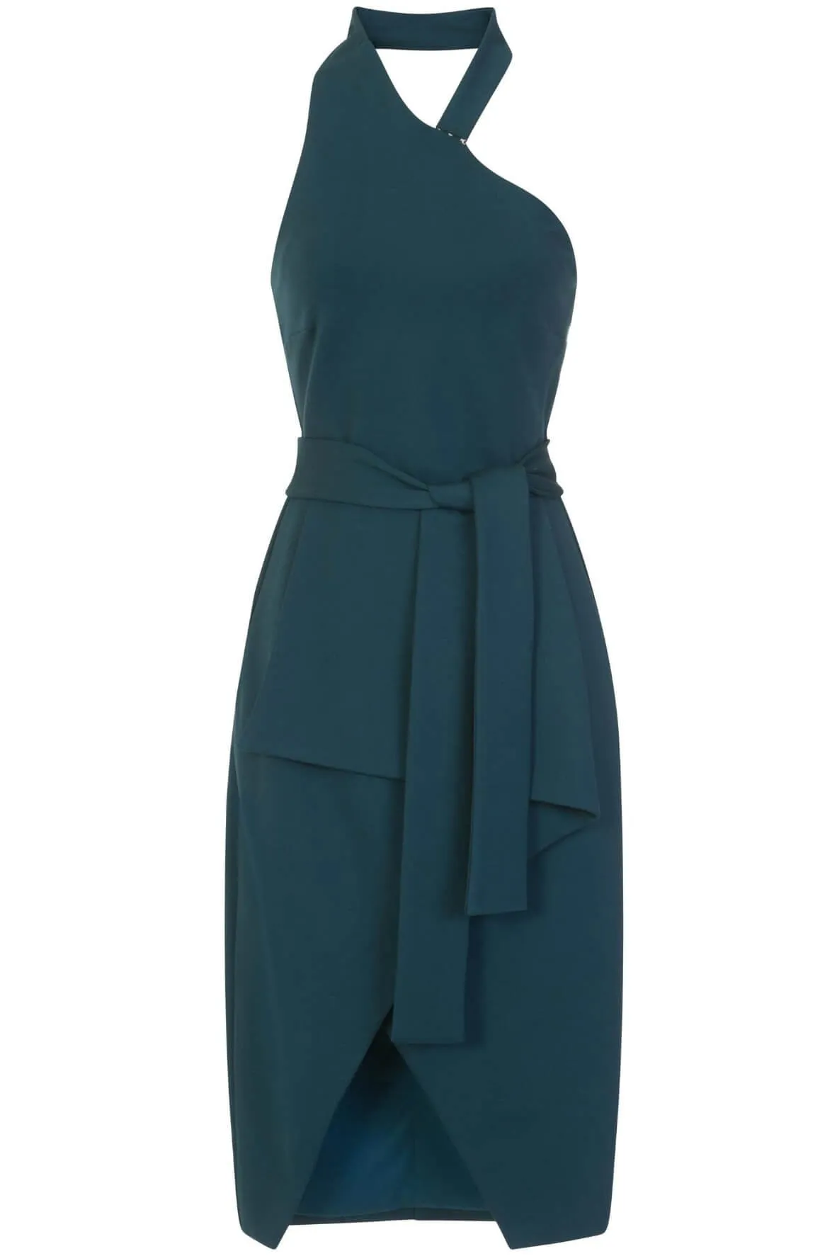 Asymmetric Tie Waist Midi Dress