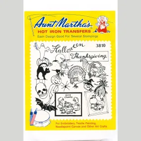 Aunt Martha's Halloween & Thanksgiving Iron-On Embroidery Pattern