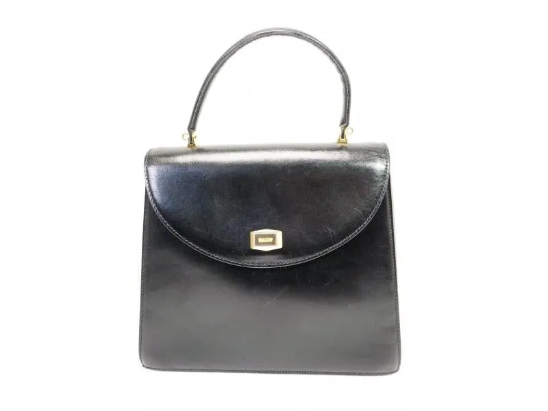 Authentic Pre-owned Bally Vintage Black Leather Hand Bag 210078