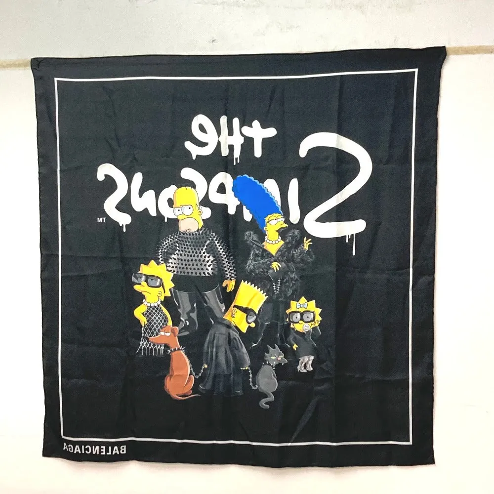 BALENCIAGA scarf silk black THE SIMPSONS Simpsons collaboration simpsons Women Used Authentic