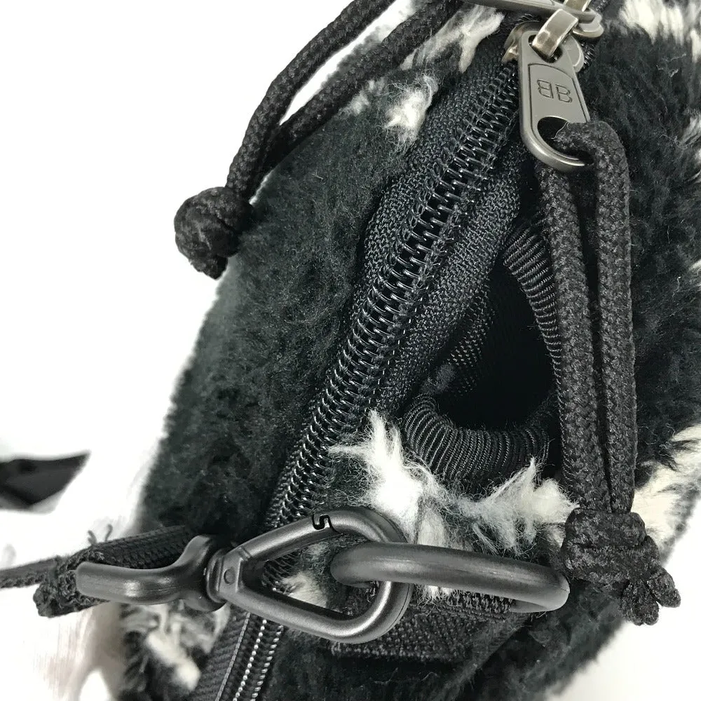 BALENCIAGA Shoulder Bag 593329 fur / nylon black Mokomoko explorer crossbody unisex(Unisex) Used Authentic