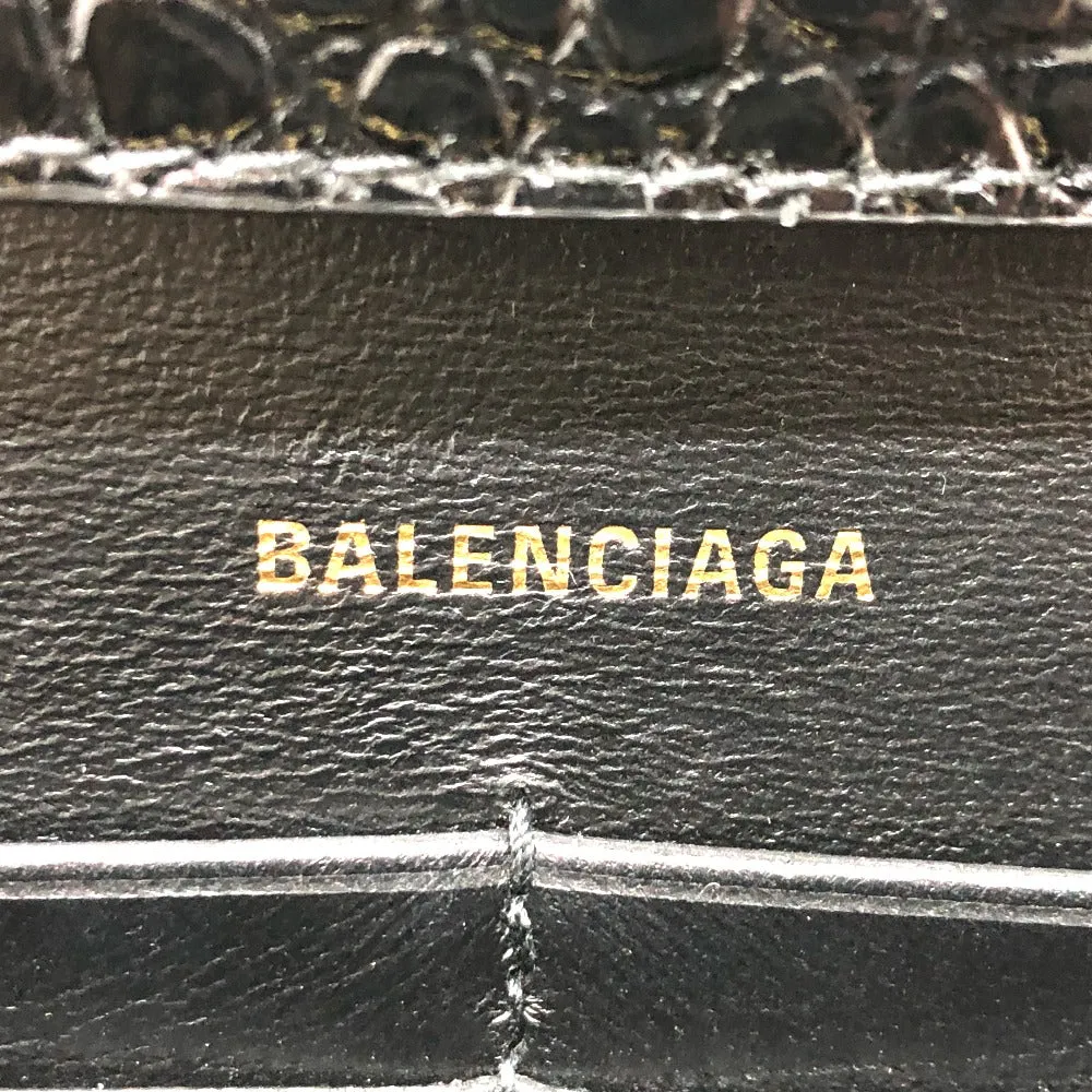 BALENCIAGA Shoulder Bag 656050 leather black B logo Hour glass Women Used Authentic