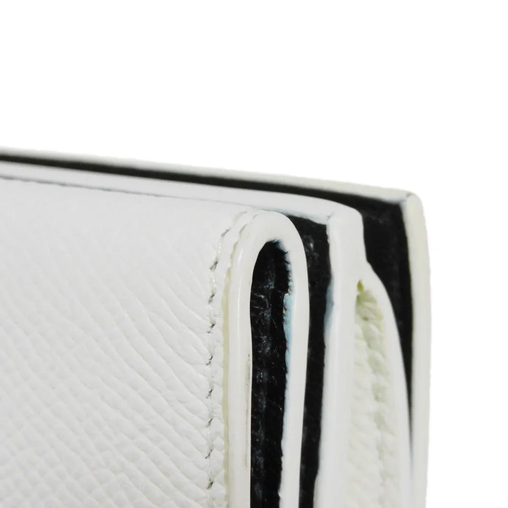 BALENCIAGA Tri-fold wallet 558208 0OTG3 9000 textured grain leather (embossed) White x black New logo Ville mini wallet Women(Unisex) Used Authentic