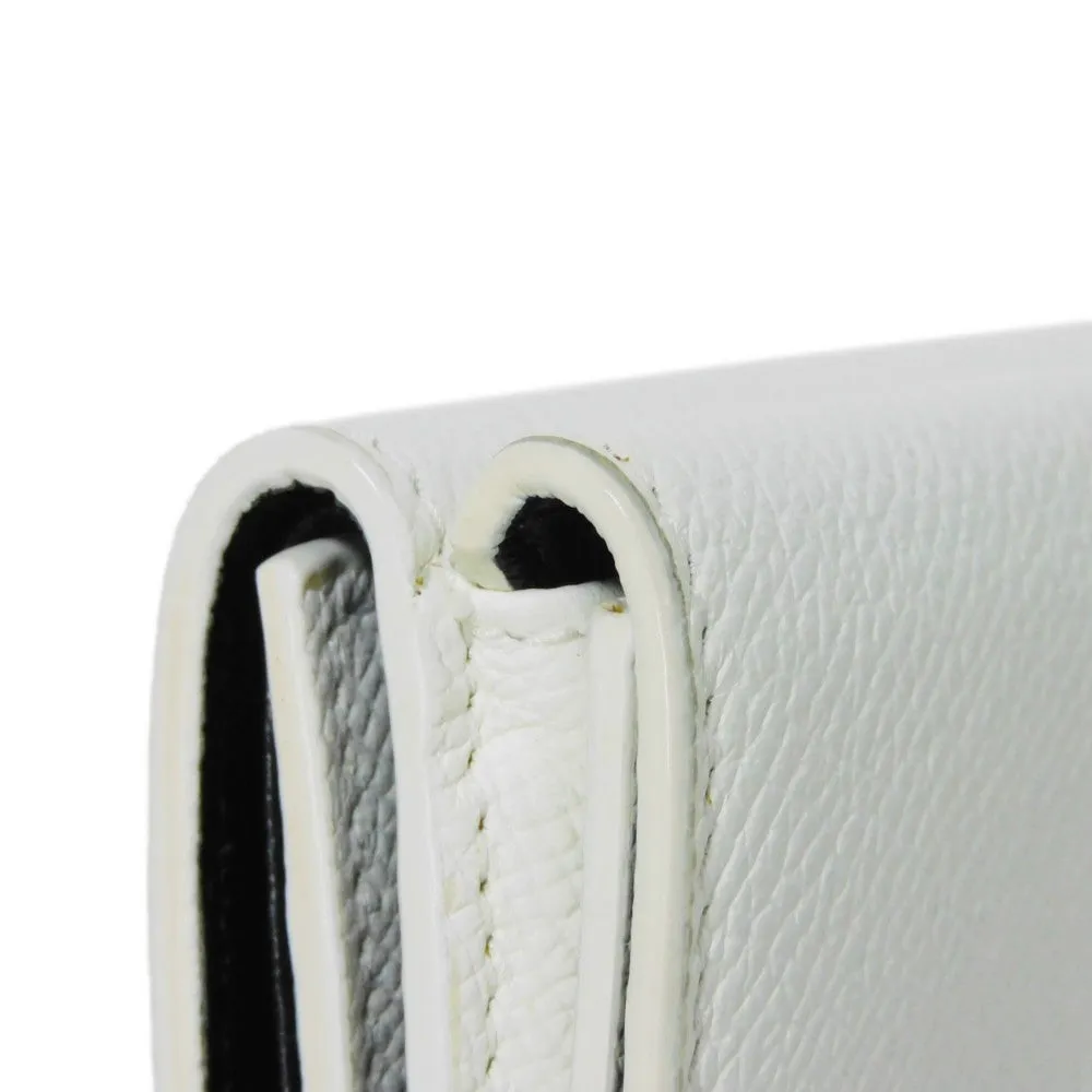 BALENCIAGA Tri-fold wallet 558208 0OTG3 9000 textured grain leather (embossed) White x black New logo Ville mini wallet Women(Unisex) Used Authentic