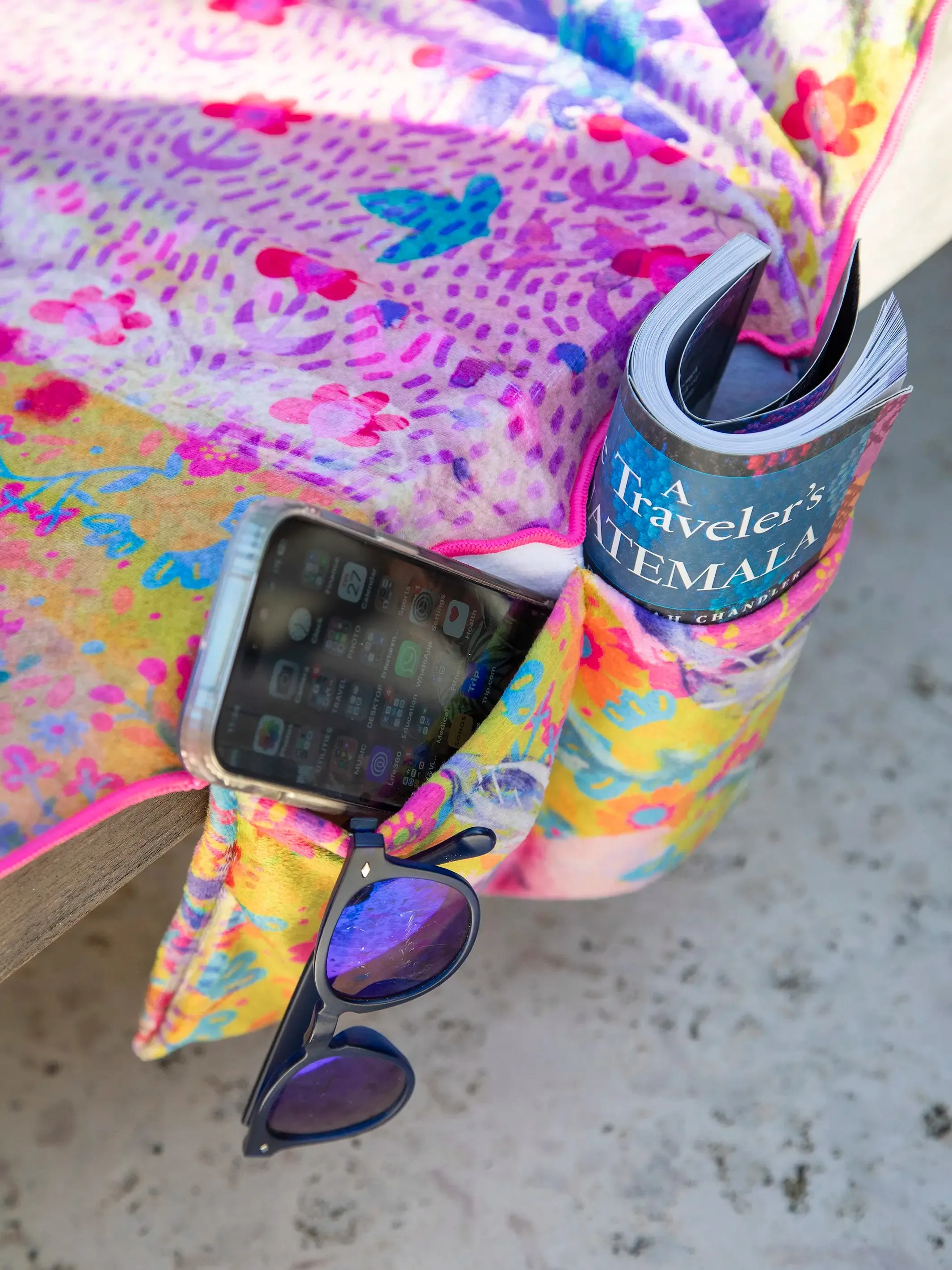 Beach Chair Towel & Tote - Pink Watercolor Patchwork