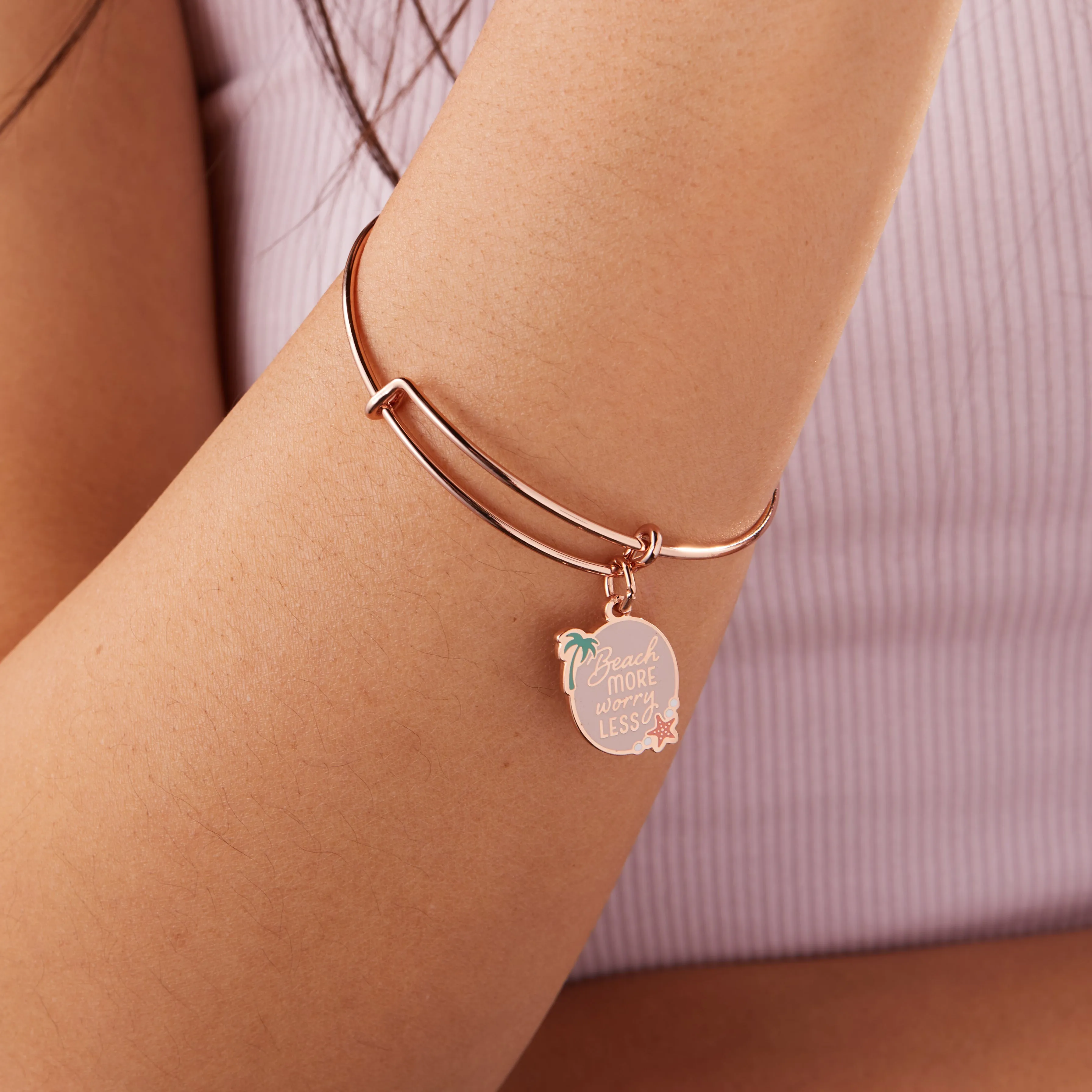 'Beach More, Worry Less' Charm Bangle