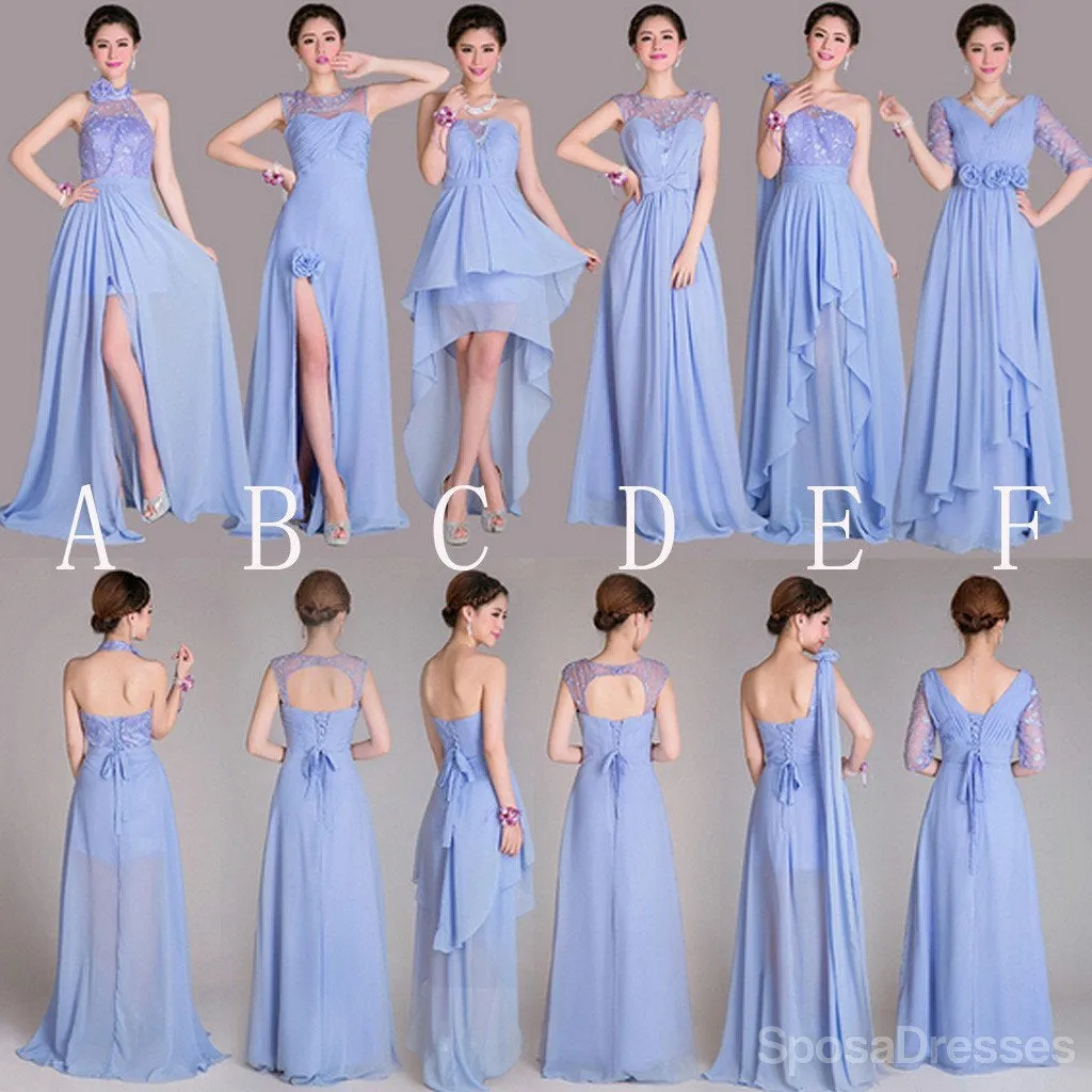 Beautiful Mismatched Differeent Styles A Line Long Bridesmaid Dresses, WG189