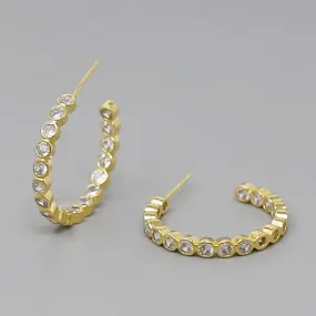 Bezel Set CZ Hoop Earrings