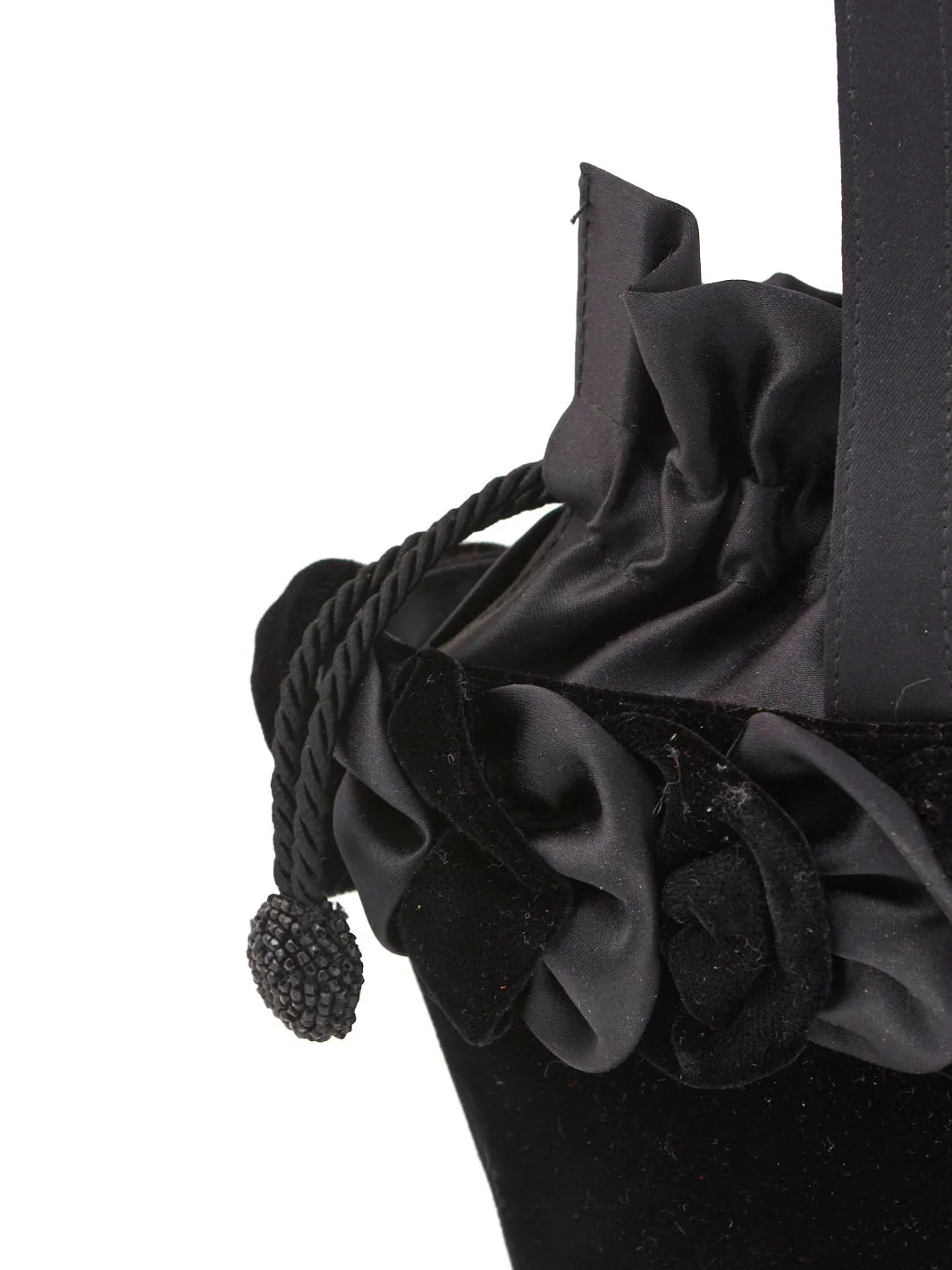 Black velvet bucket bag