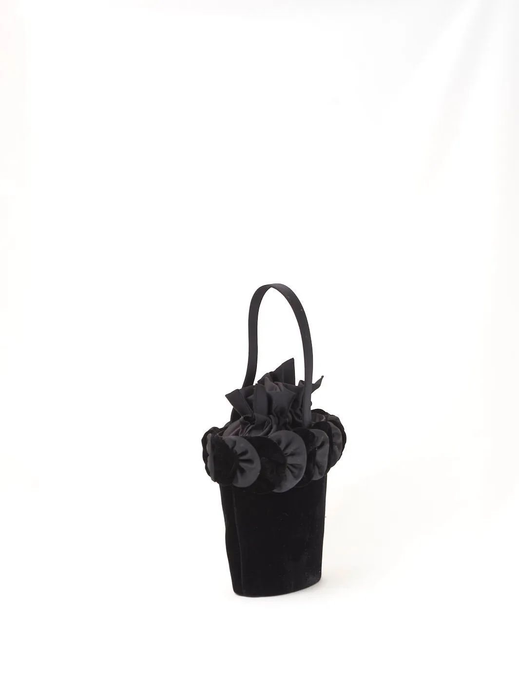 Black velvet bucket bag