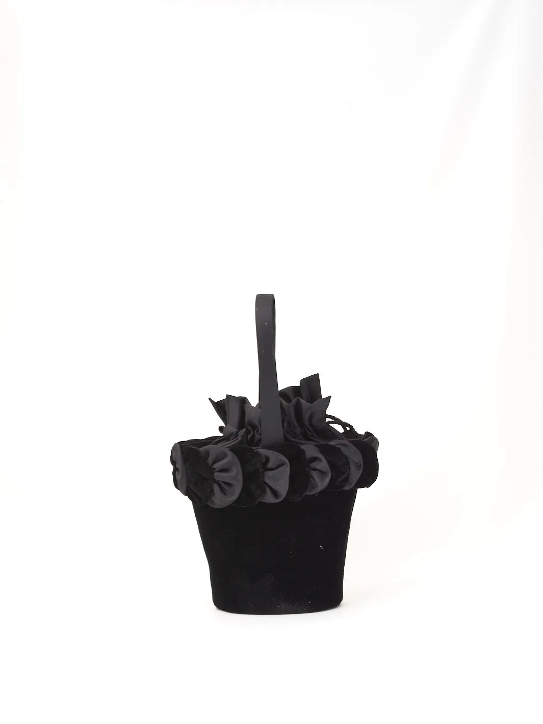 Black velvet bucket bag