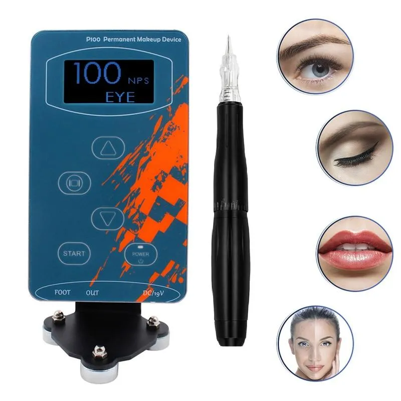 BMX Permanent Makeup Machine PMU Tattoo Machine Kits Professional Tattoo Pen For Eyebrow Eyeliner Lip Tattoo Set P100LW002