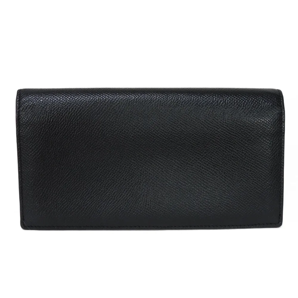 BURBERRY Long Wallet Purse 8014642 Grain calf leather (embossed) black logo Continental wallet mens Used Authentic