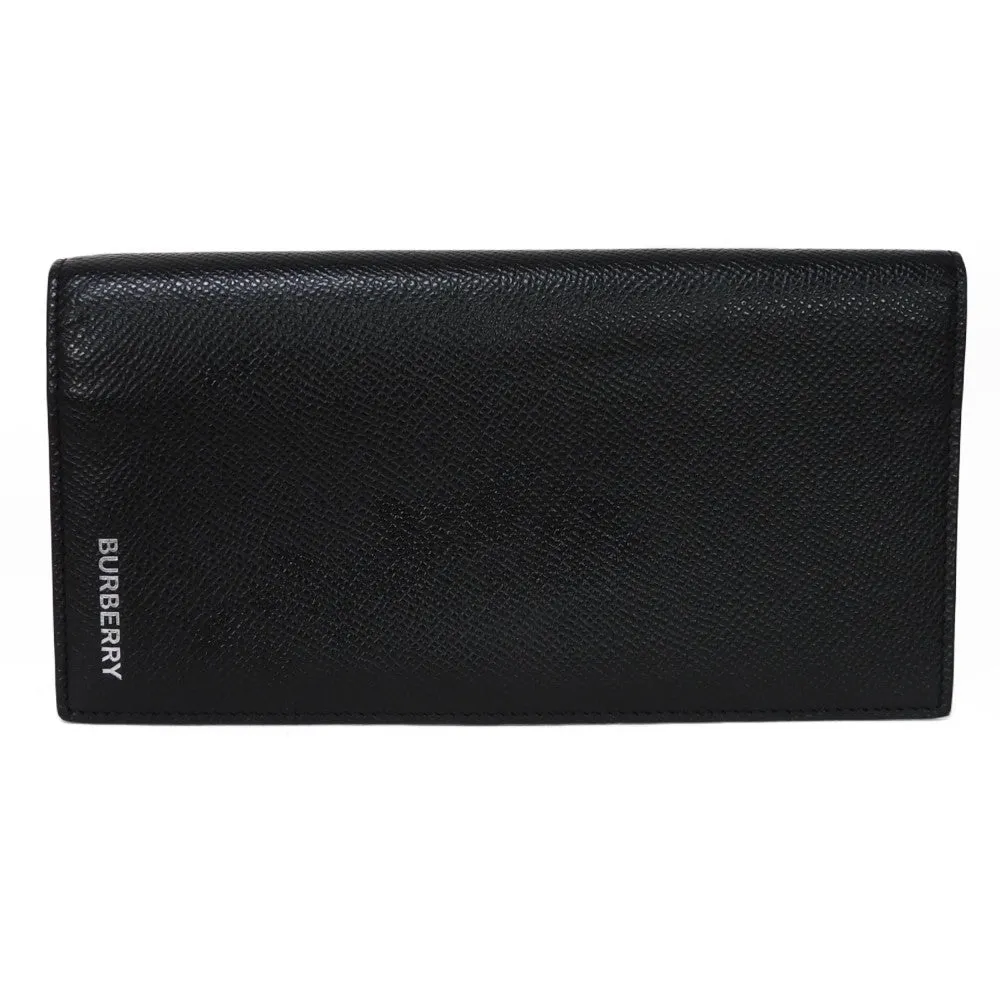 BURBERRY Long Wallet Purse 8014642 Grain calf leather (embossed) black logo Continental wallet mens Used Authentic