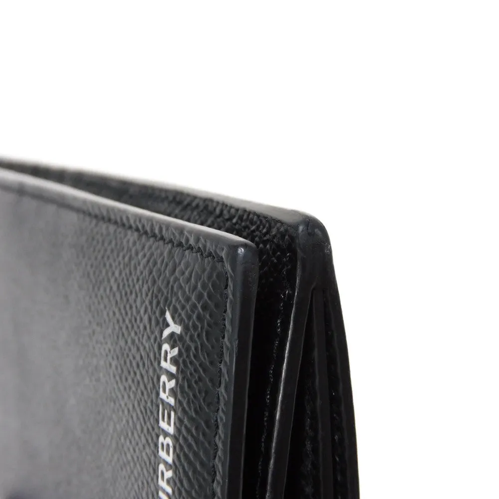 BURBERRY Long Wallet Purse 8014642 Grain calf leather (embossed) black logo Continental wallet mens Used Authentic