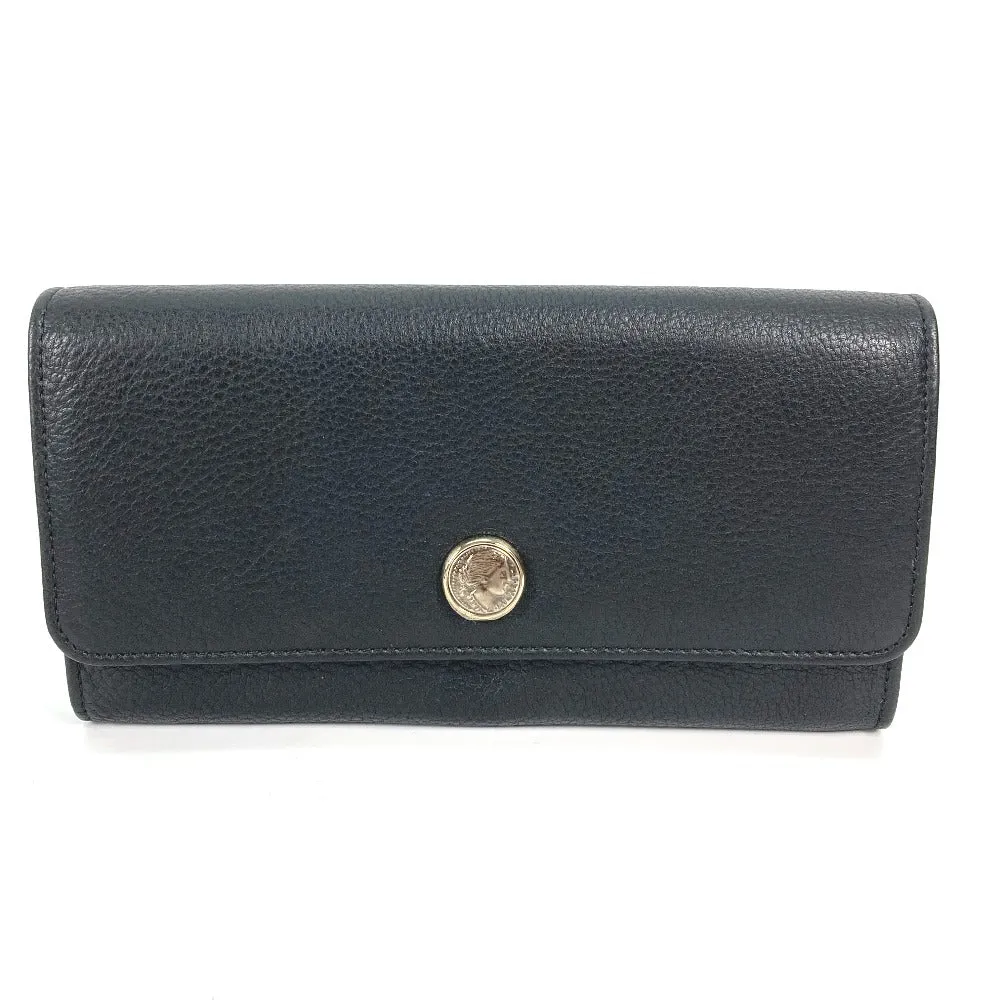 BVLGARI Long Wallet Purse 35963 leather black Long wallet MONETE Monate Women Used Authentic