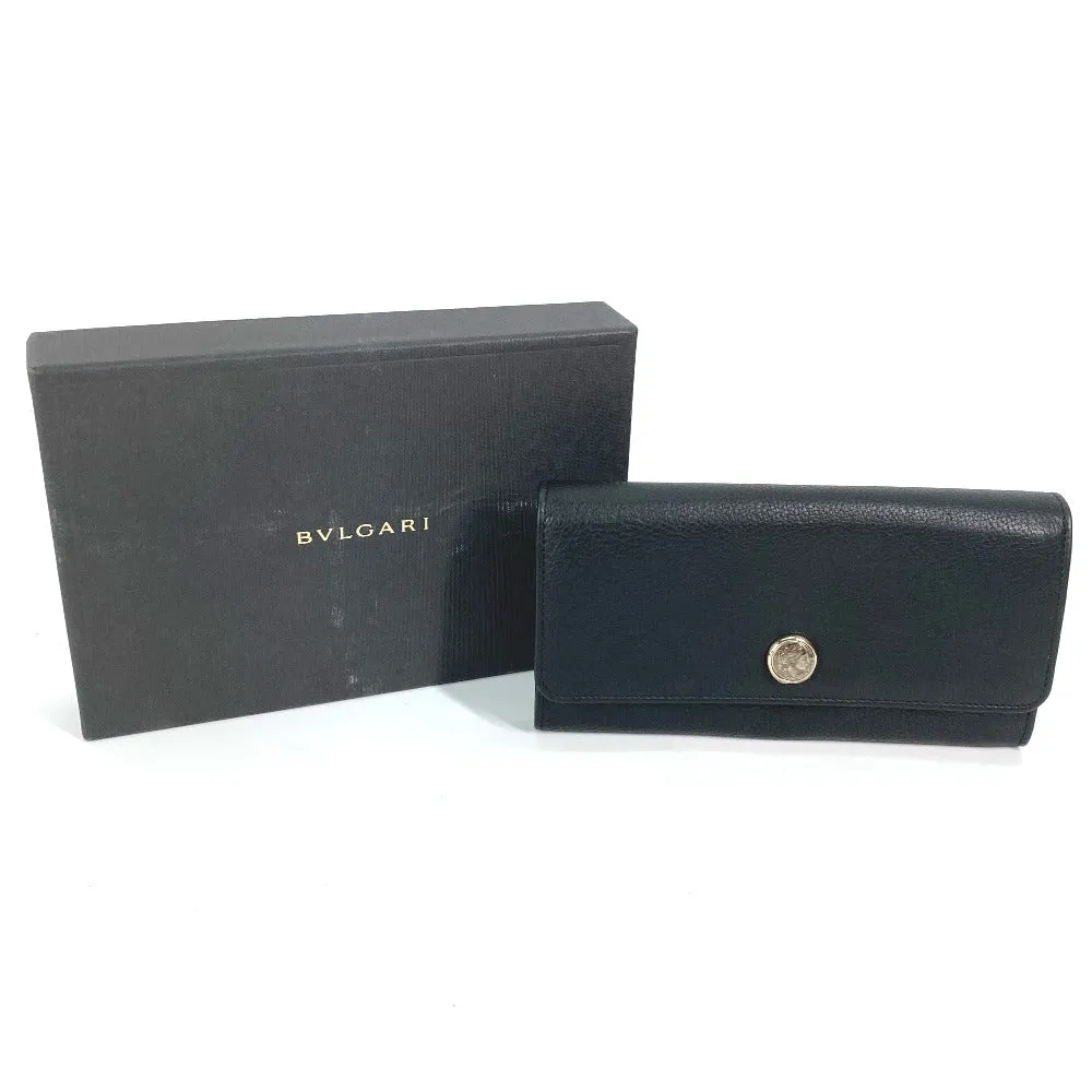 BVLGARI Long Wallet Purse 35963 leather black Long wallet MONETE Monate Women Used Authentic