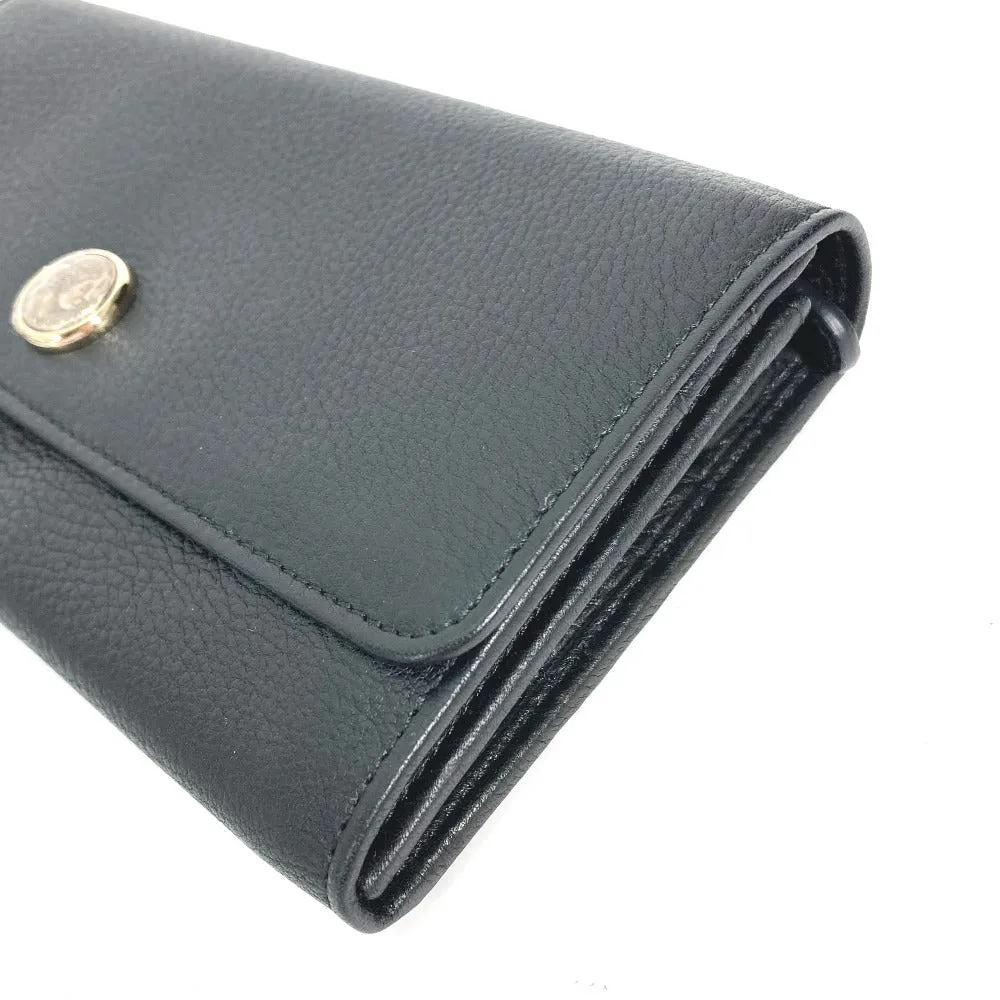 BVLGARI Long Wallet Purse 35963 leather black Long wallet MONETE Monate Women Used Authentic