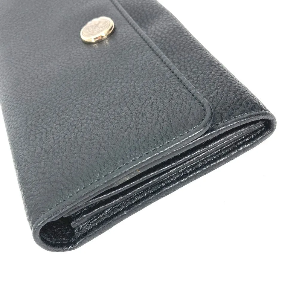 BVLGARI Long Wallet Purse 35963 leather black Long wallet MONETE Monate Women Used Authentic