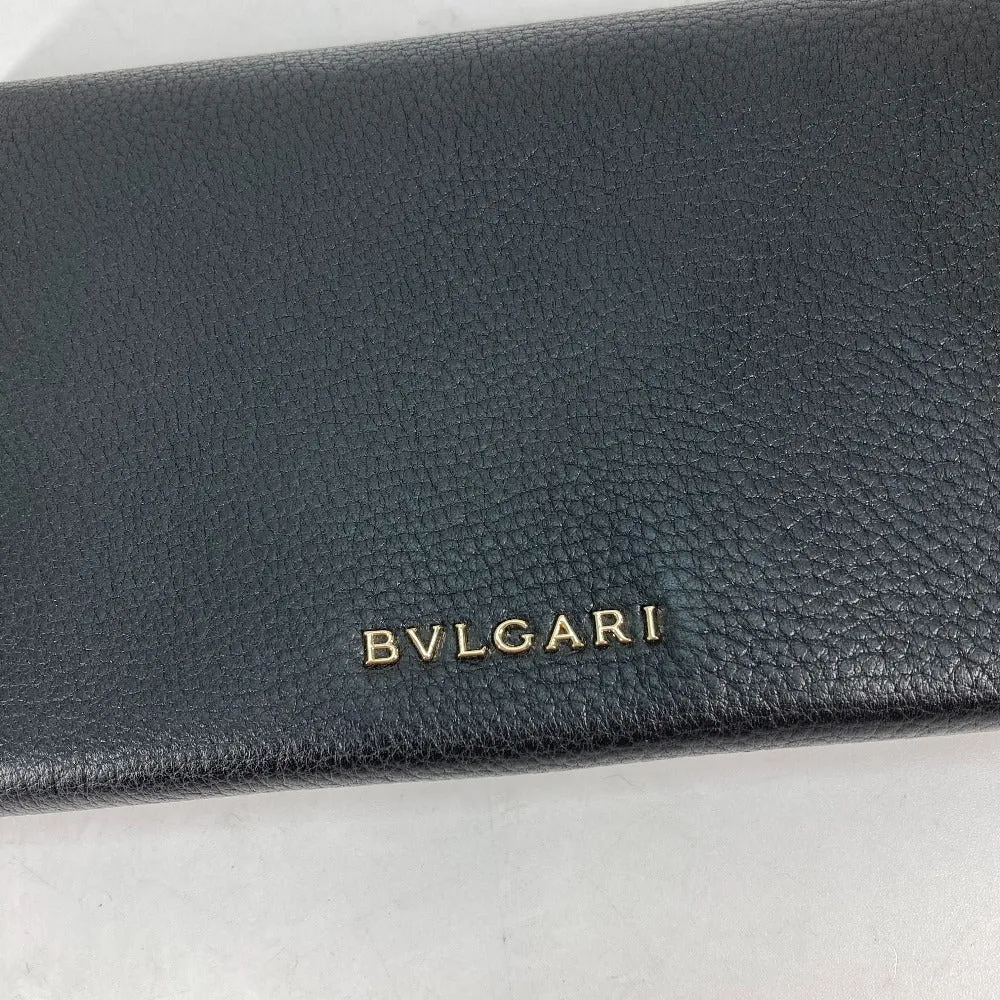 BVLGARI Long Wallet Purse 35963 leather black Long wallet MONETE Monate Women Used Authentic