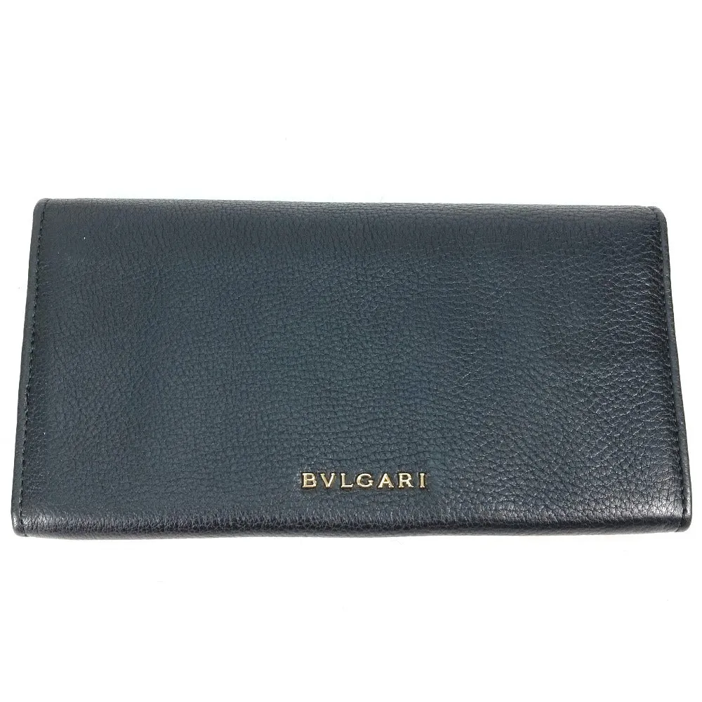 BVLGARI Long Wallet Purse 35963 leather black Long wallet MONETE Monate Women Used Authentic