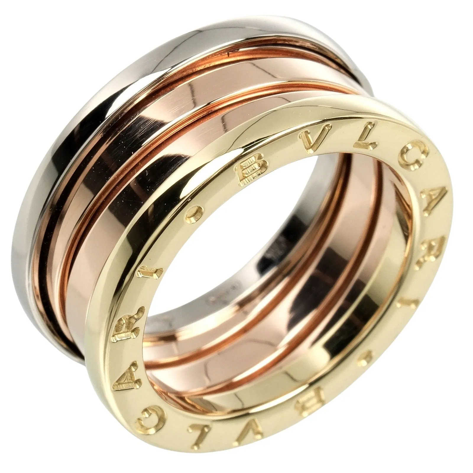 BVLGARI Ring K18 Gold, YG PG WG gold Be zero one B.ZERO1 3 Band Perfect Mistake Women 51 Used Authentic